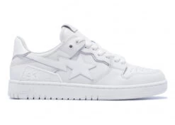 A Bathing Ape Bape SK8 Sta Triple White Patent Leather Sta Logo
