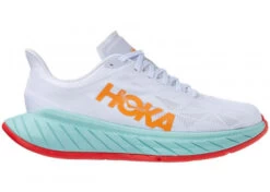 Hoka One One HOKA Women's Carbon X 2 Shoes In White/Blazing Orange