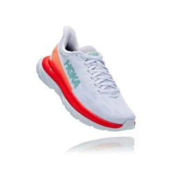 HOKA ONE ONE Mach 4 - Women's Running Shoes - White / Fiesta