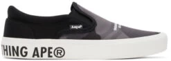 AAPE By A Bathing Ape Black & Grey Camo Slip-On Sneakers